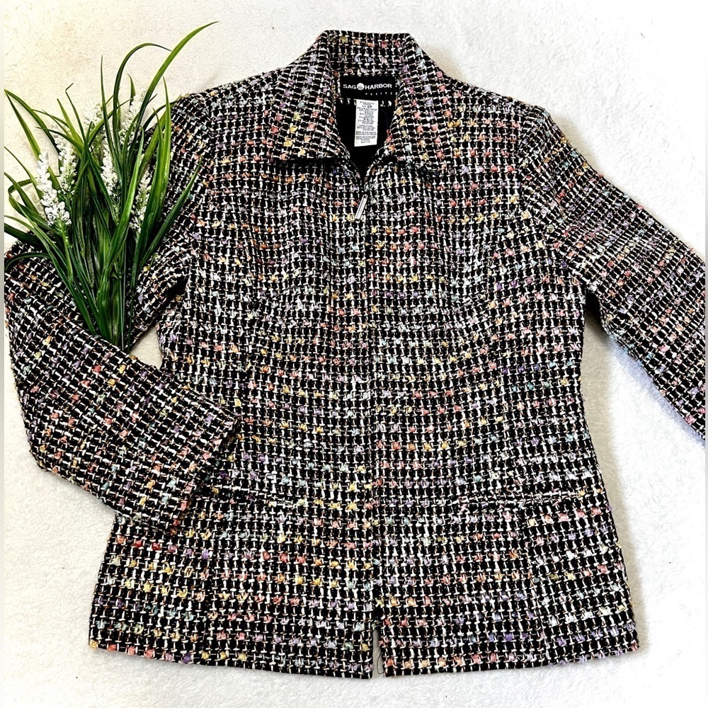 Sag Harbor Tweed Pastel Confetti Blazer Jacket - 6P